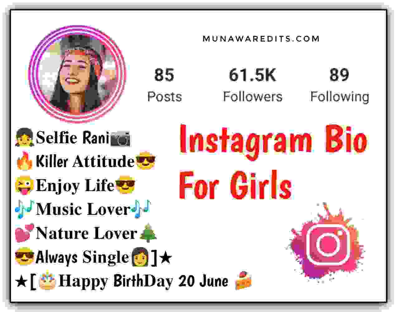 [1600+] Best Instagram Bio For Girls in 2023 - MUNAWAR EDITS